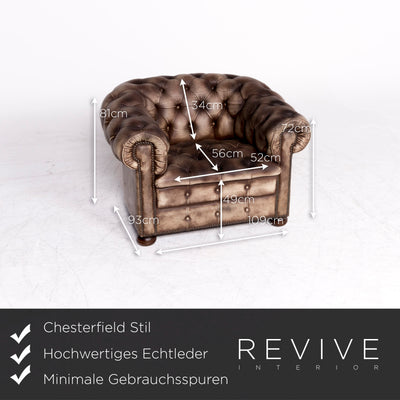 Chesterfield Leder Sofa Leder Sofa Sessel Garnitur Creme Muster Echtleder Stuhl Dreisitzer Couch Vintage Retro #8757
