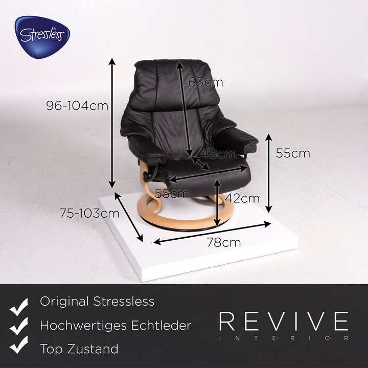 Stressless leather armchair black function relax function size M #12008