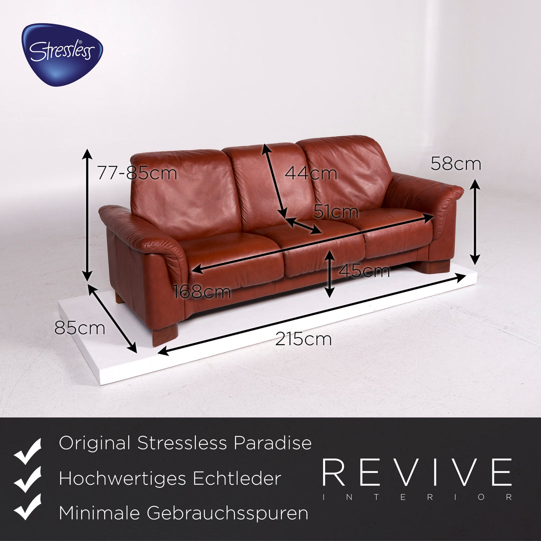Stressless Paradise Leder Sofa Rost Braun Dreisitzer Couch #12021