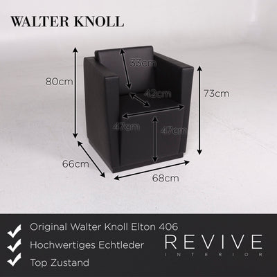 Walter Knoll Elton 406 Leder Sessel Garnitur Schwarz 4x Sessel #12032