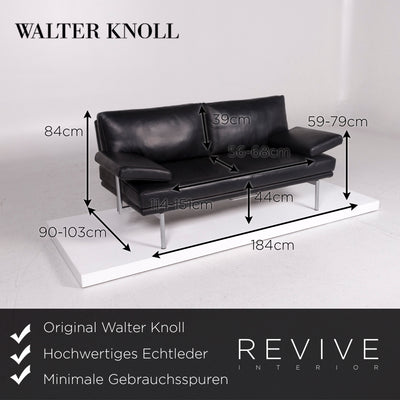 Walter Knoll Leder Sofa Schwarz Zweisitzer Funktion Couch #12004