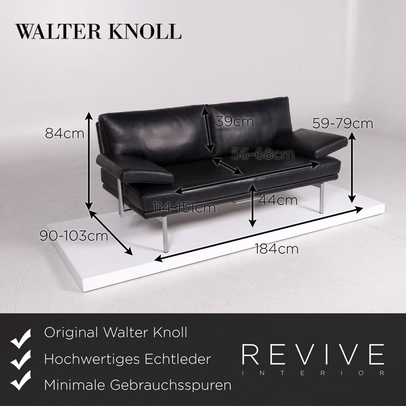 Walter Knoll Leder Sofa Schwarz Zweisitzer Funktion Couch 