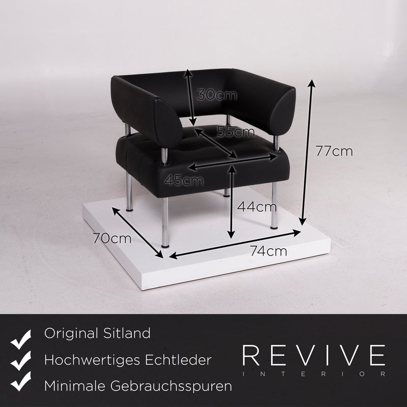Sitland Leder Sofa Schwarz Dreisitzer 