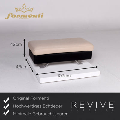 Formenti Leder Sofa Garnitur Creme Dunkelbraun 1x Dreisitzer 1x Hocker #11048