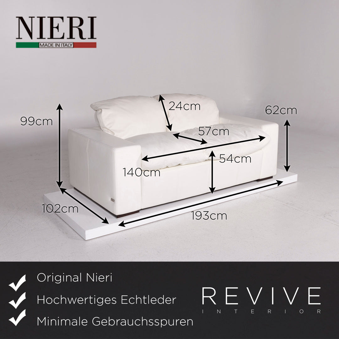Nieri Leather Sofa White Two Seater Couch #12107