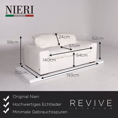 Nieri Leder Sofa Weiß Zweisitzer Couch #12107