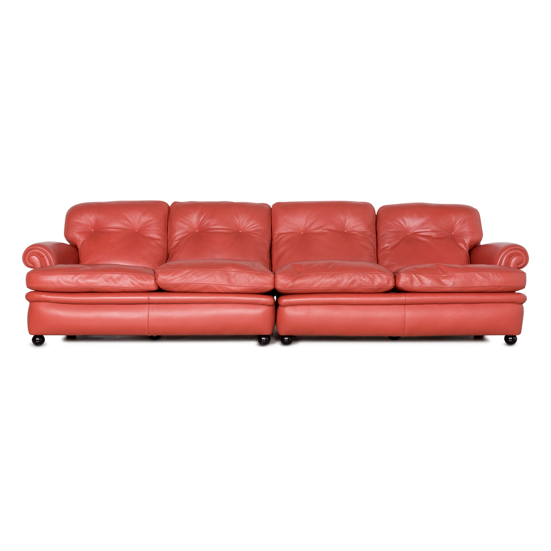 Poltrona Frau Dream On Leder Sofa Orange Echtleder Viersitzer Couch #7073