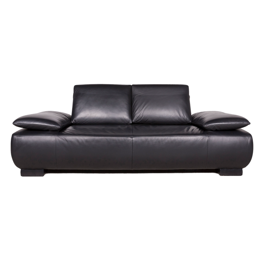 Koinor Volare Designer Leder Sofa Schwarz Zweisitzer Echtleder Couch #8328