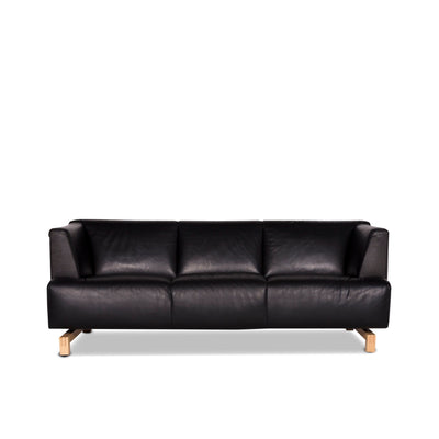 Leolux Leder Sofa Schwarz Dreisitzer Couch #9900