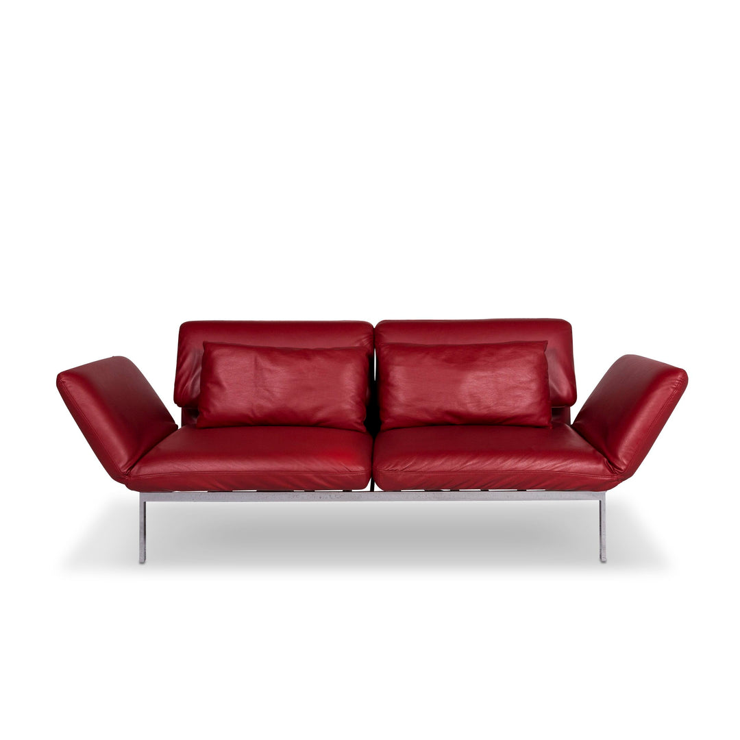 Brühl & Sippold Roro Leder Sofa Rot Zweisitzer Relax Funktion Couch #9669