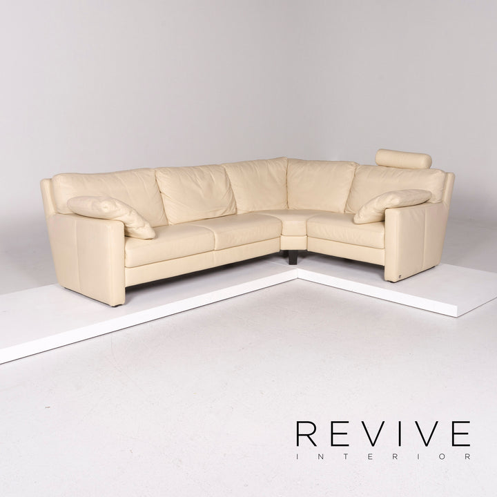 Musterring leather corner sofa cream sofa couch #12061