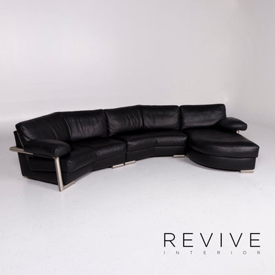 Artanova Medea Leder Ecksofa Schwarz Sofa Couch #11280