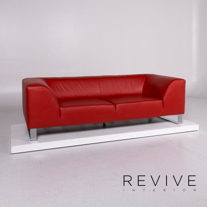 Koinor Leder Sofa Rot Dreisitzer Couch #11131
