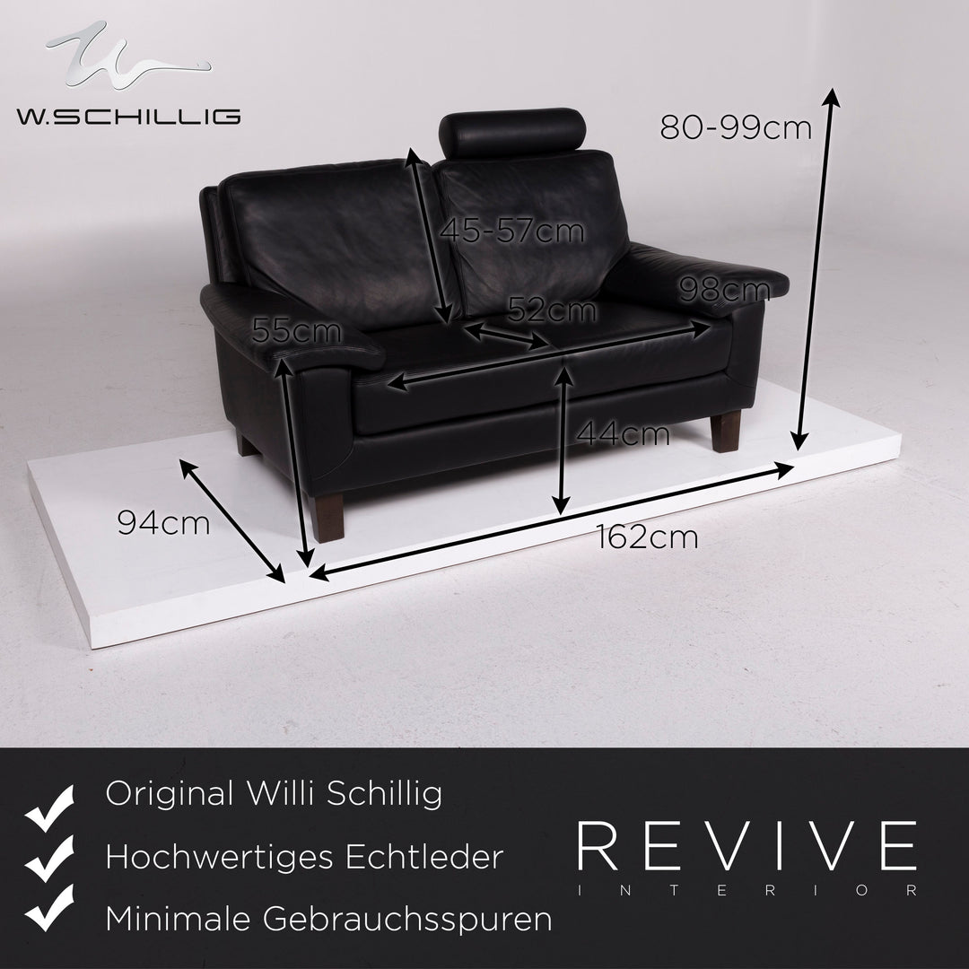 Willi Schillig leather sofa set black two-seater #11601