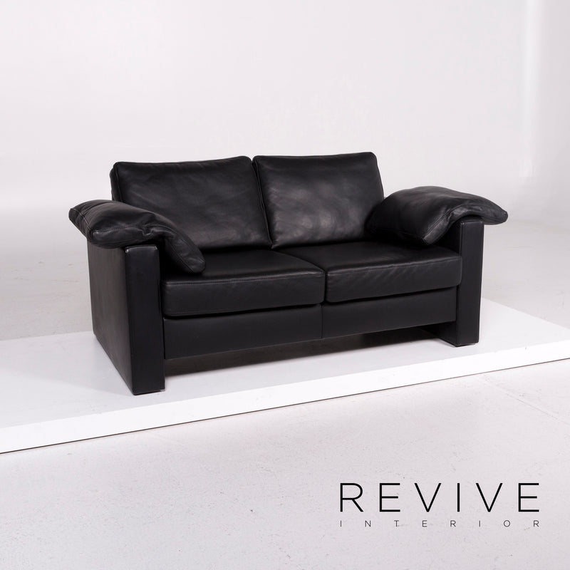 Ewald Schillig Leder Sofa Schwarz Zweisitzer Couch 