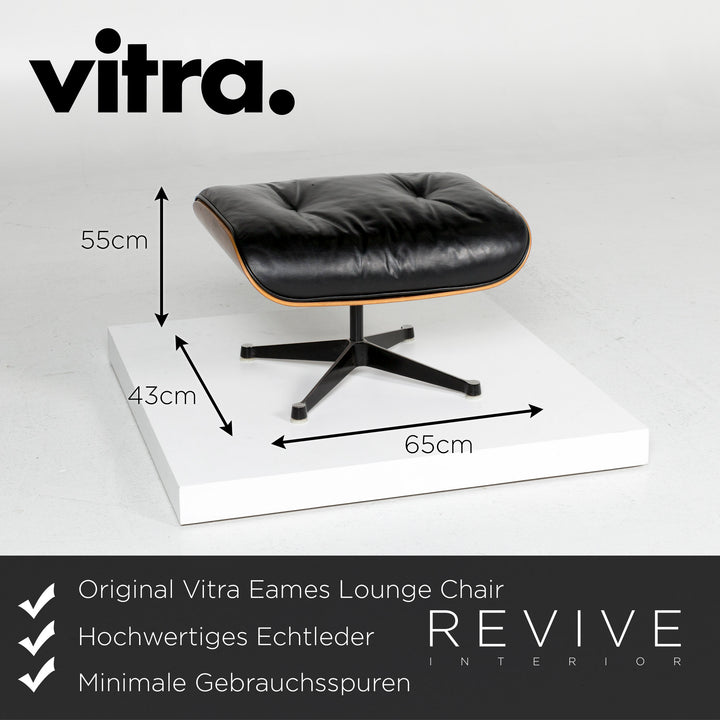 Vitra Eames Lounge Chair Leather Armchair Black incl. Stool Rosewood Wood Club Chair #10782