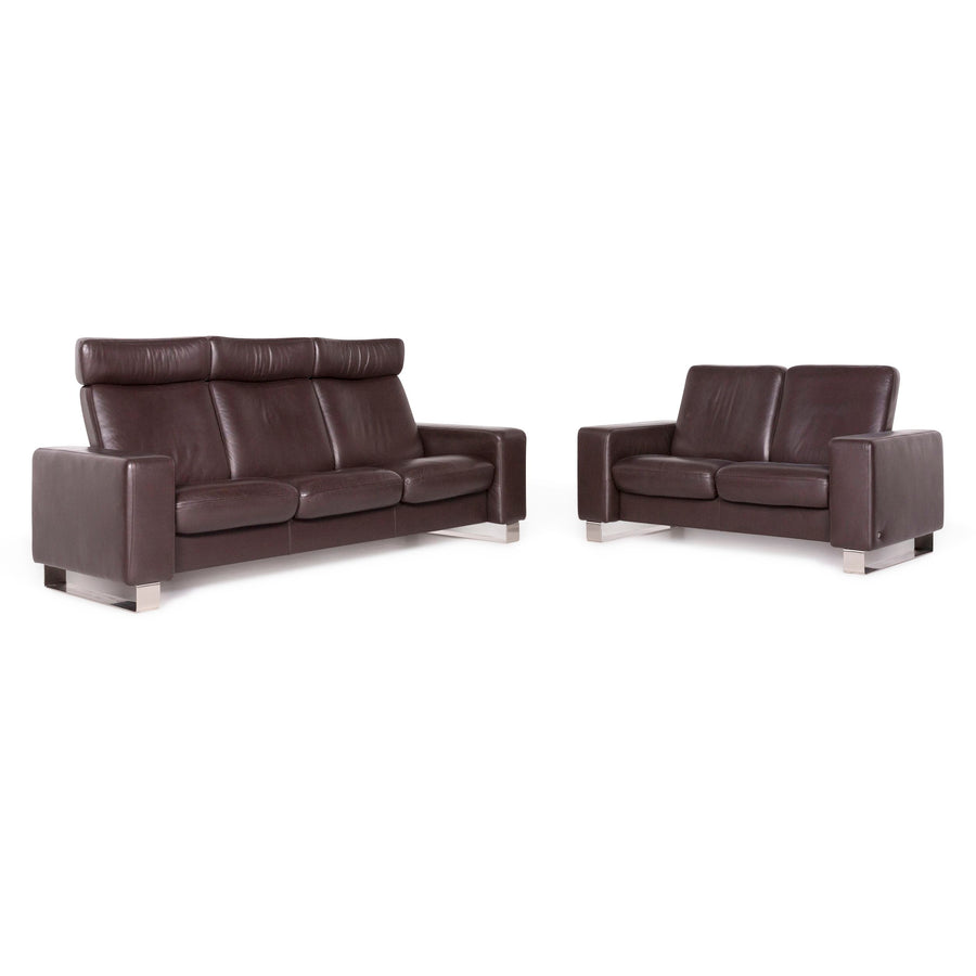 Stressless Leather Sofa Set Brown Three Seater Two Seater #8999