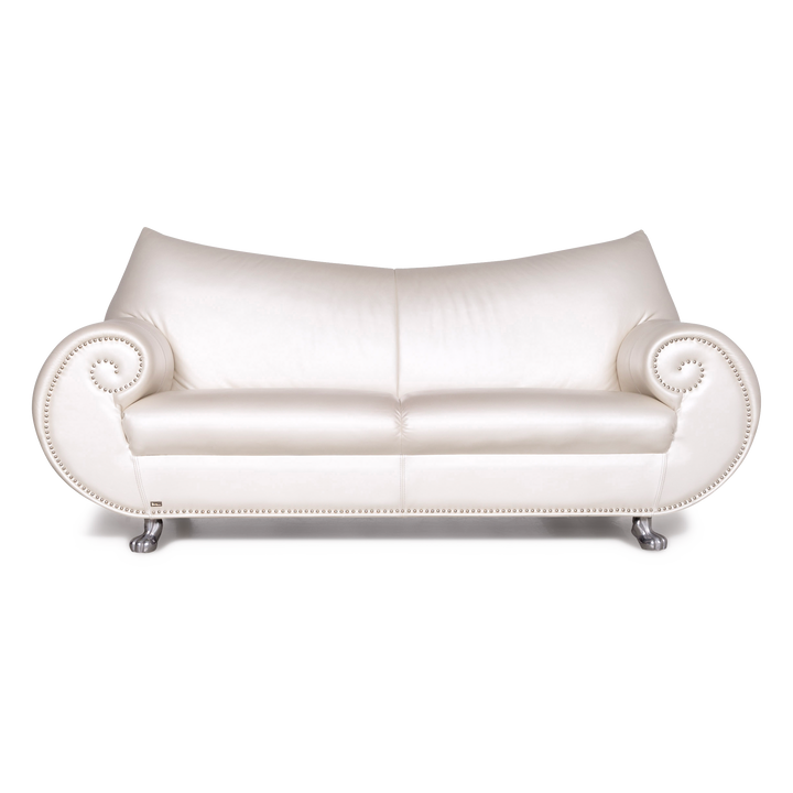Bretz Gaudi leather sofa white mother-of-pearl three-seater genuine leather couch #7216