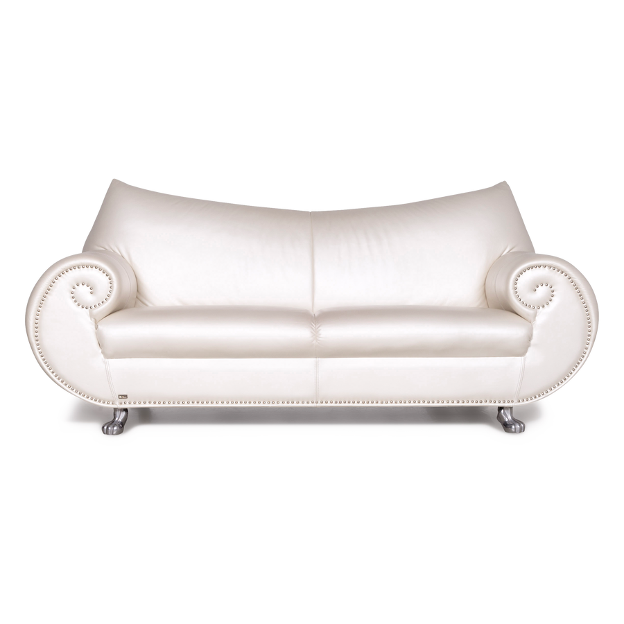 Bretz Gaudi leather sofa white mother-of-pearl three-seater genuine leather couch #7216