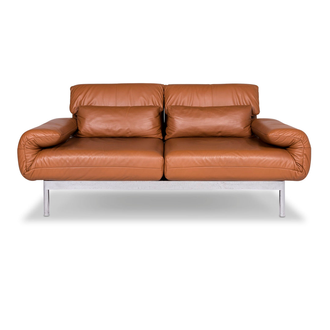 Rolf Benz Plura leather sofa cognac brown three-seater couch function #8896