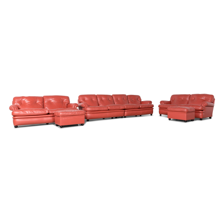 Poltrona Frau Dream On designer leather sofa stool set orange genuine leather two-seater four-seater couch #7272
