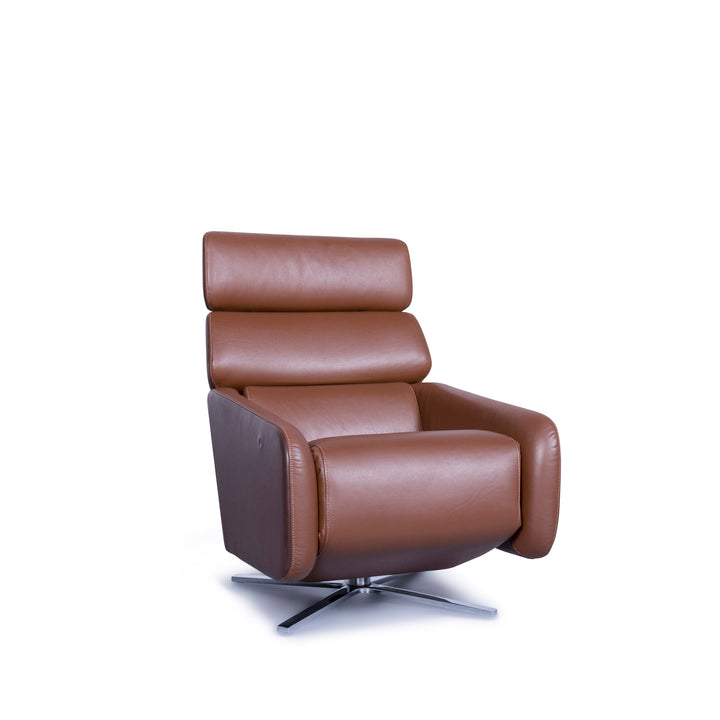 FSM Ergo Relax Sessel Leder Braun Einsitzer Couch Modern Echtleder #3717