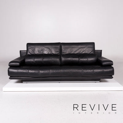 Rolf Benz 6500 Leder Sofa Schwarz Dreisitzer Couch #11908