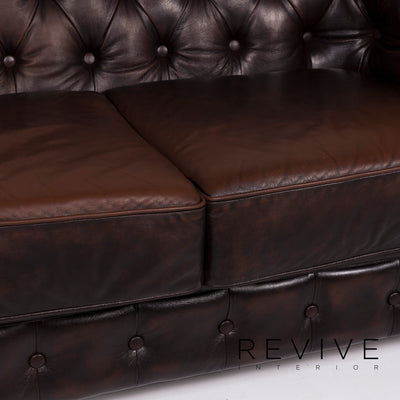 Chesterfield Leder Sofa Garnitur Braun 1x Dreisitzer 1x Zweisitzer Couch #12169