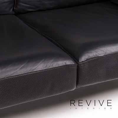 B&B Italia Leder Sofa Schwarz Zweisitzer Couch #11985