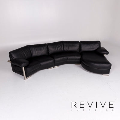 Artanova Medea Leder Ecksofa Schwarz Sofa Couch #11280