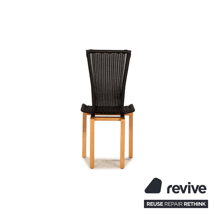 Lot de 4 chaises Bacher en bois galon noir