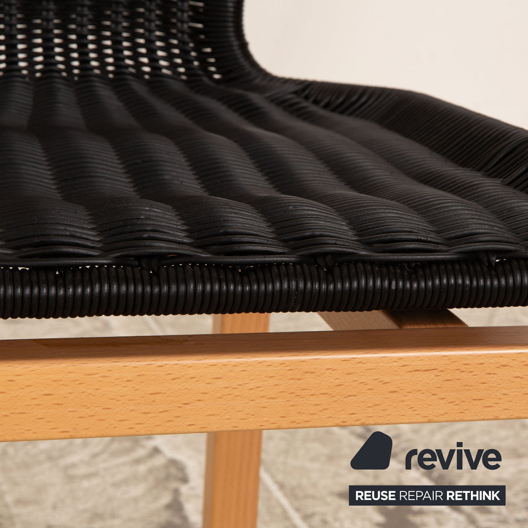 Lot de 4 chaises Bacher en bois galon noir