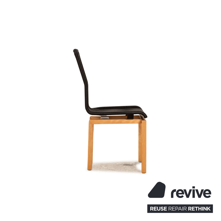 Lot de 4 chaises Bacher en bois galon noir