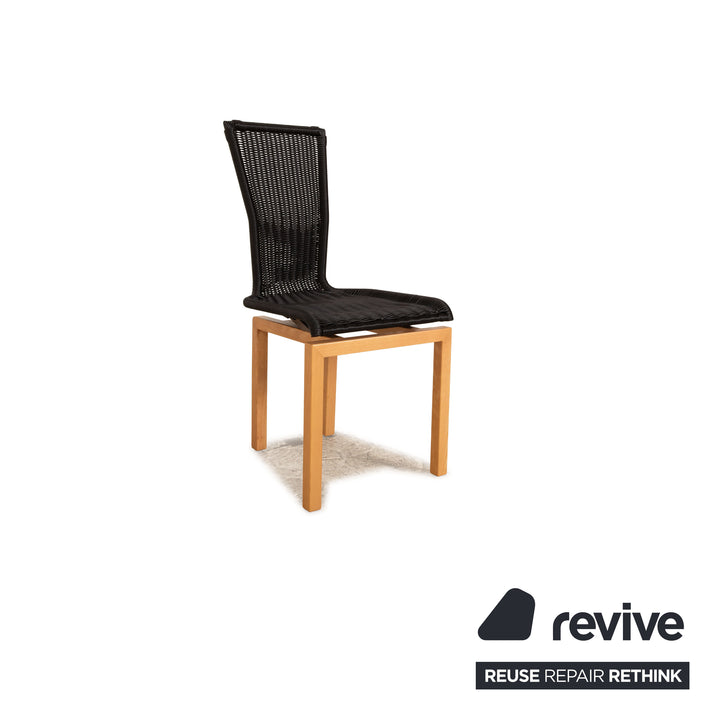 Lot de 4 chaises Bacher en bois galon noir