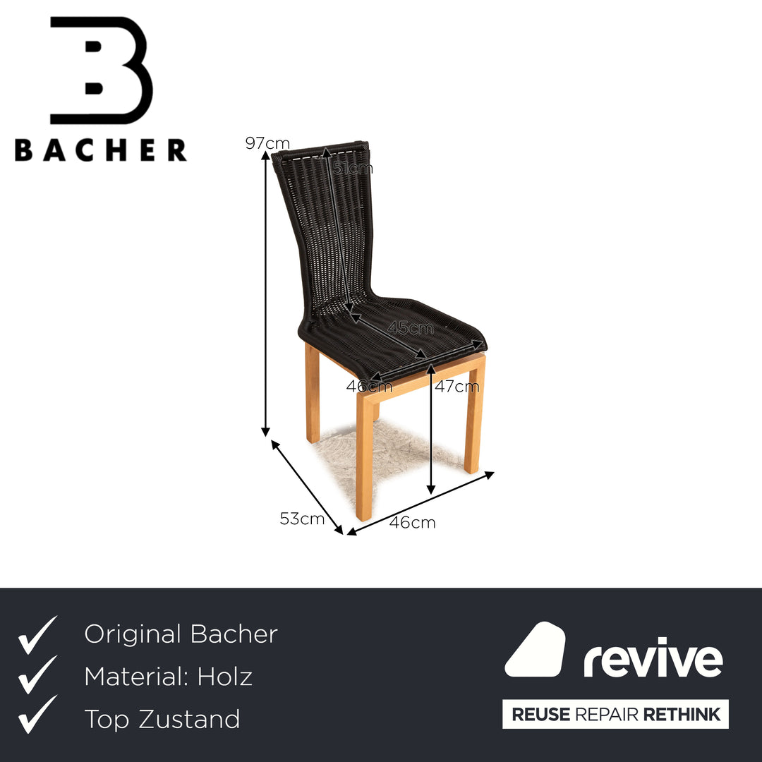 Lot de 4 chaises Bacher en bois galon noir