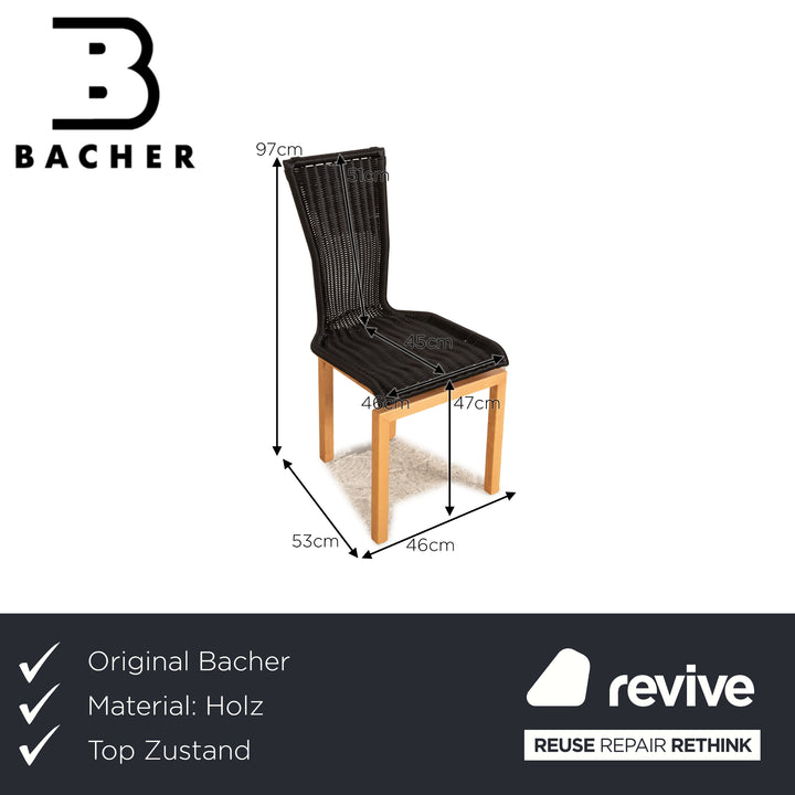 Lot de 4 chaises Bacher en bois galon noir