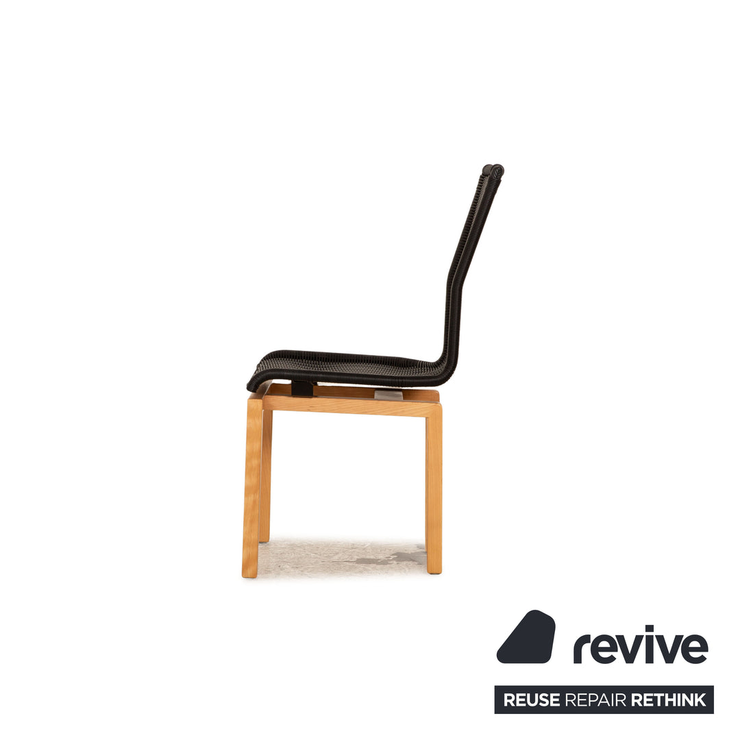 Lot de 4 chaises Bacher en bois galon noir