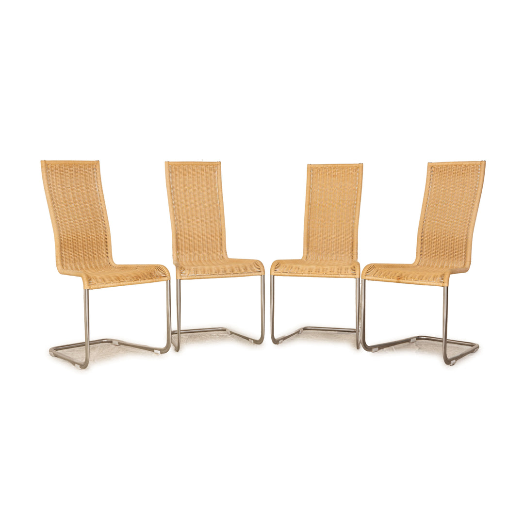 Lot de 4 chaises en bois Bacher Jimmy osier marron Bauhaus