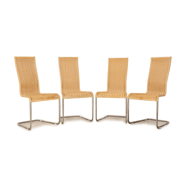 Lot de 4 chaises en bois Bacher Jimmy osier marron Bauhaus