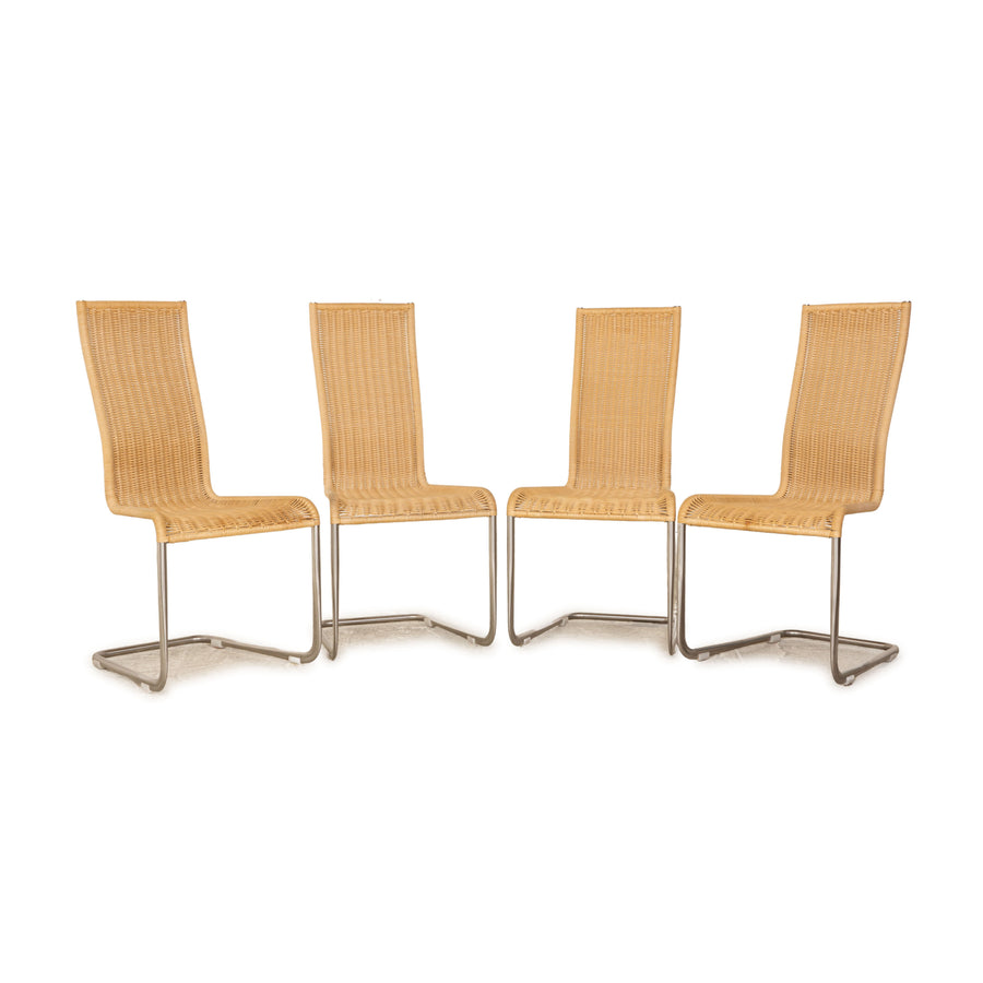 Lot de 4 chaises en bois Bacher Jimmy osier marron Bauhaus