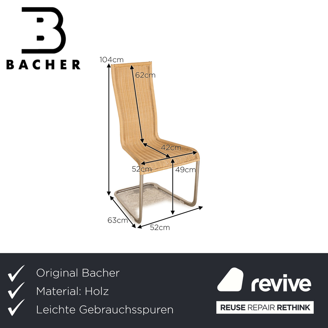 Lot de 4 chaises en bois Bacher Jimmy osier marron Bauhaus