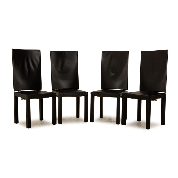Lot de 4 chaises B&amp;B Italia en cuir noir