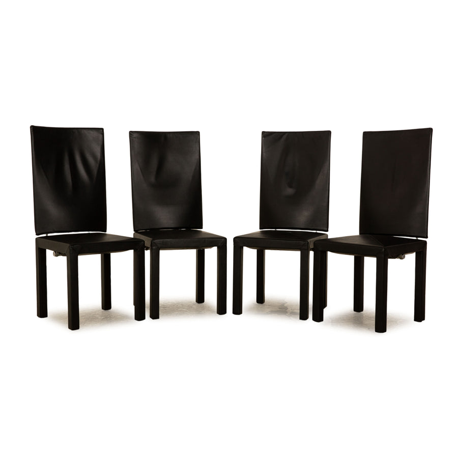 Lot de 4 chaises B&amp;B Italia en cuir noir