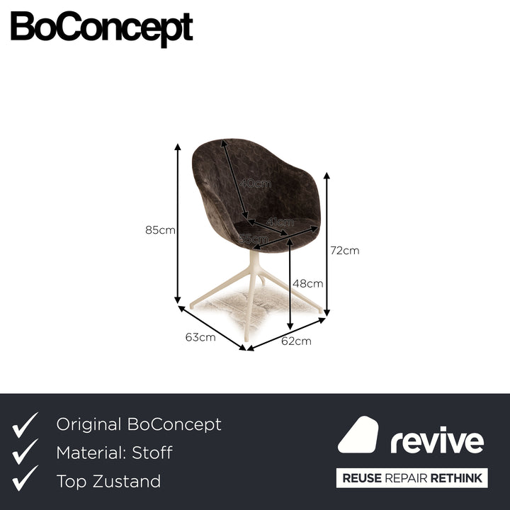 Set of 4 BoConcept Adelaide Fabric Chairs Gray Manual Swivel Dining Room