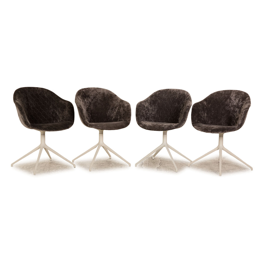 Set of 4 BoConcept Adelaide Fabric Chairs Gray Manual Swivel Dining Room