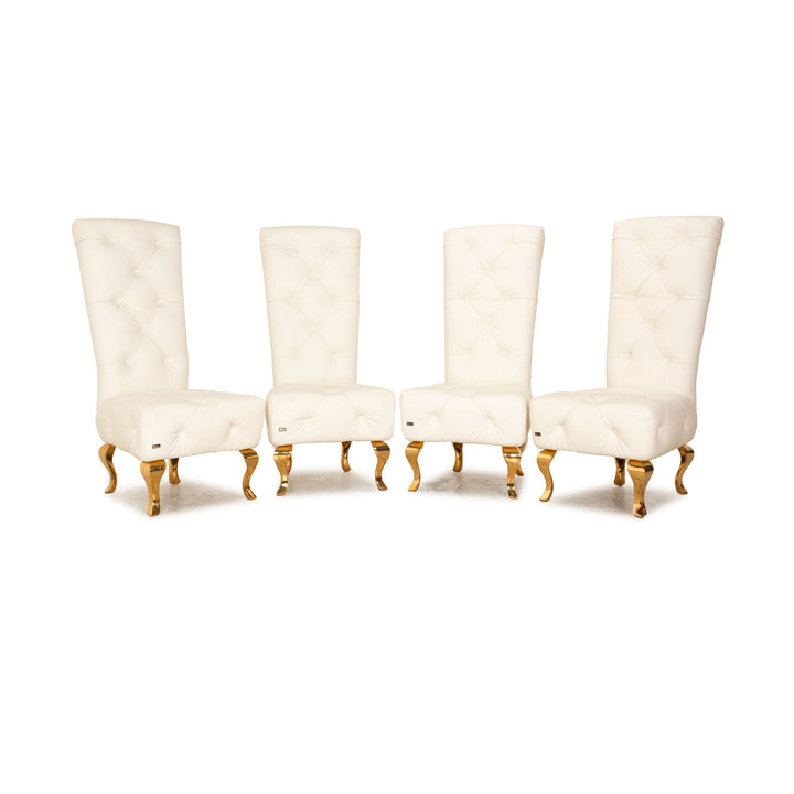 Set of 4 Bretz Marilyn Leather Chair Cream Dining Room