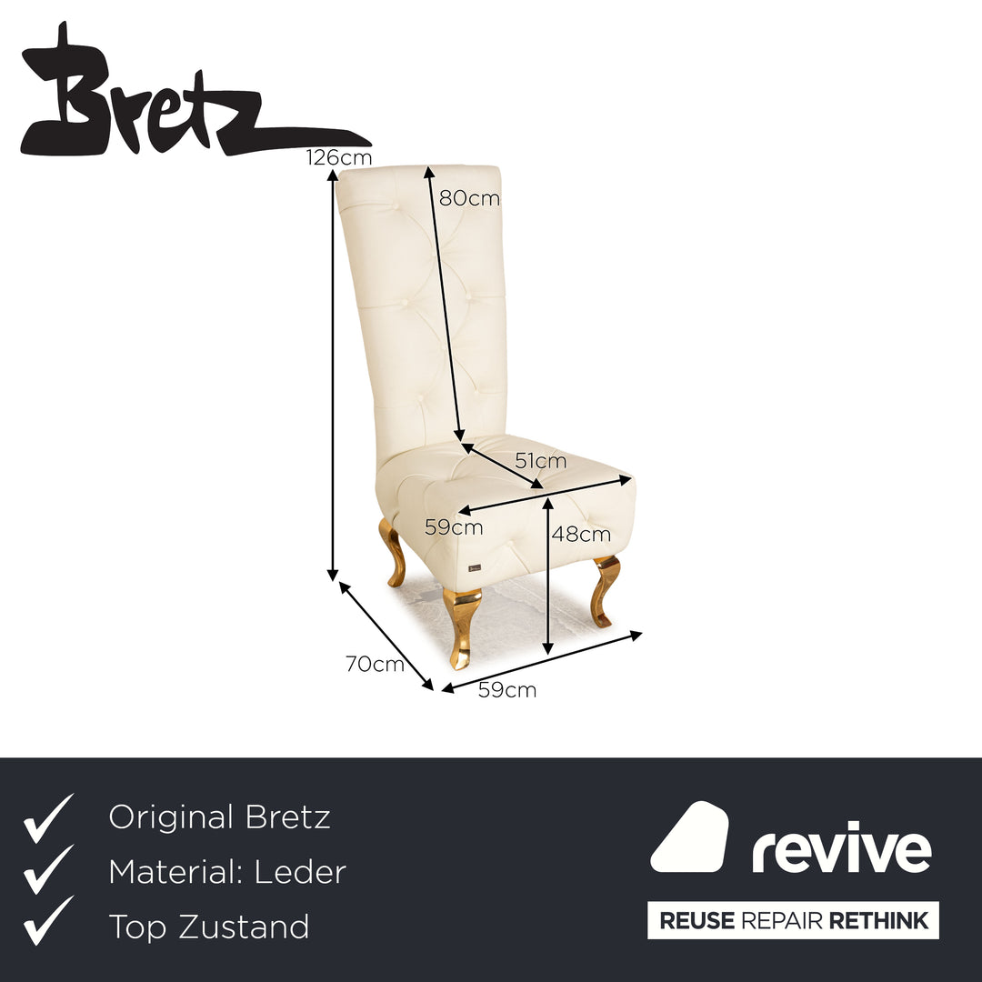 Set of 4 Bretz Marilyn Leather Chair Cream Dining Room
