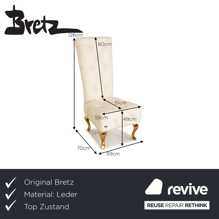 Set of 4 Bretz Marilyn Leather Chair Cream Dining Room