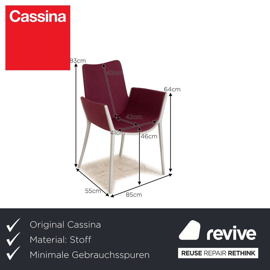 Set of 4 Cassina fabric chairs red burgundy purple
