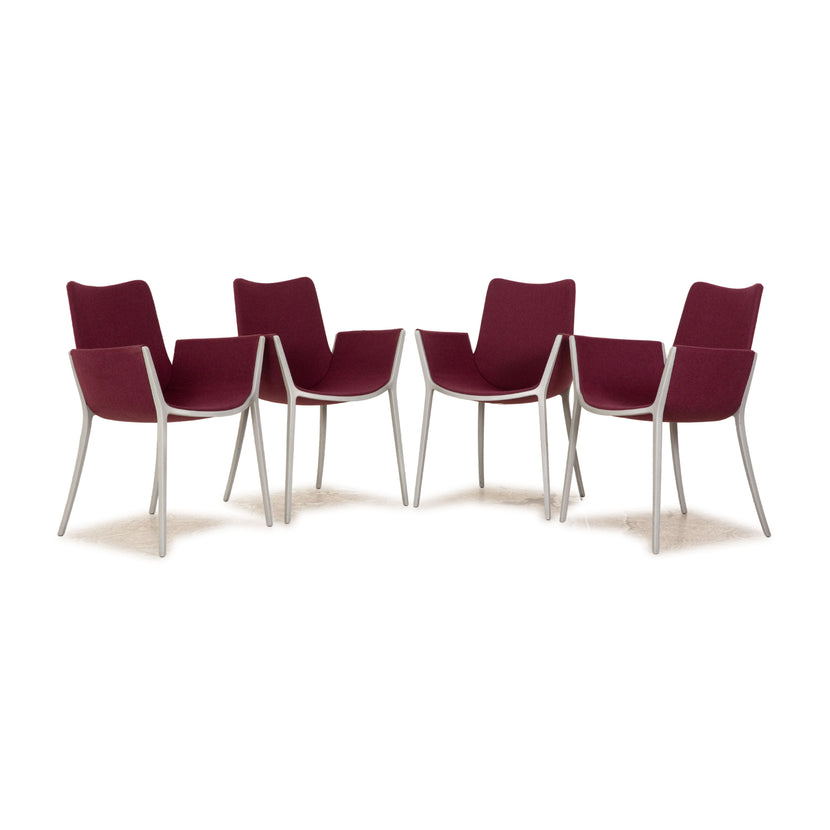 4er Garnitur Cassina Stoff Stuhl Rot Bordeaux Lila